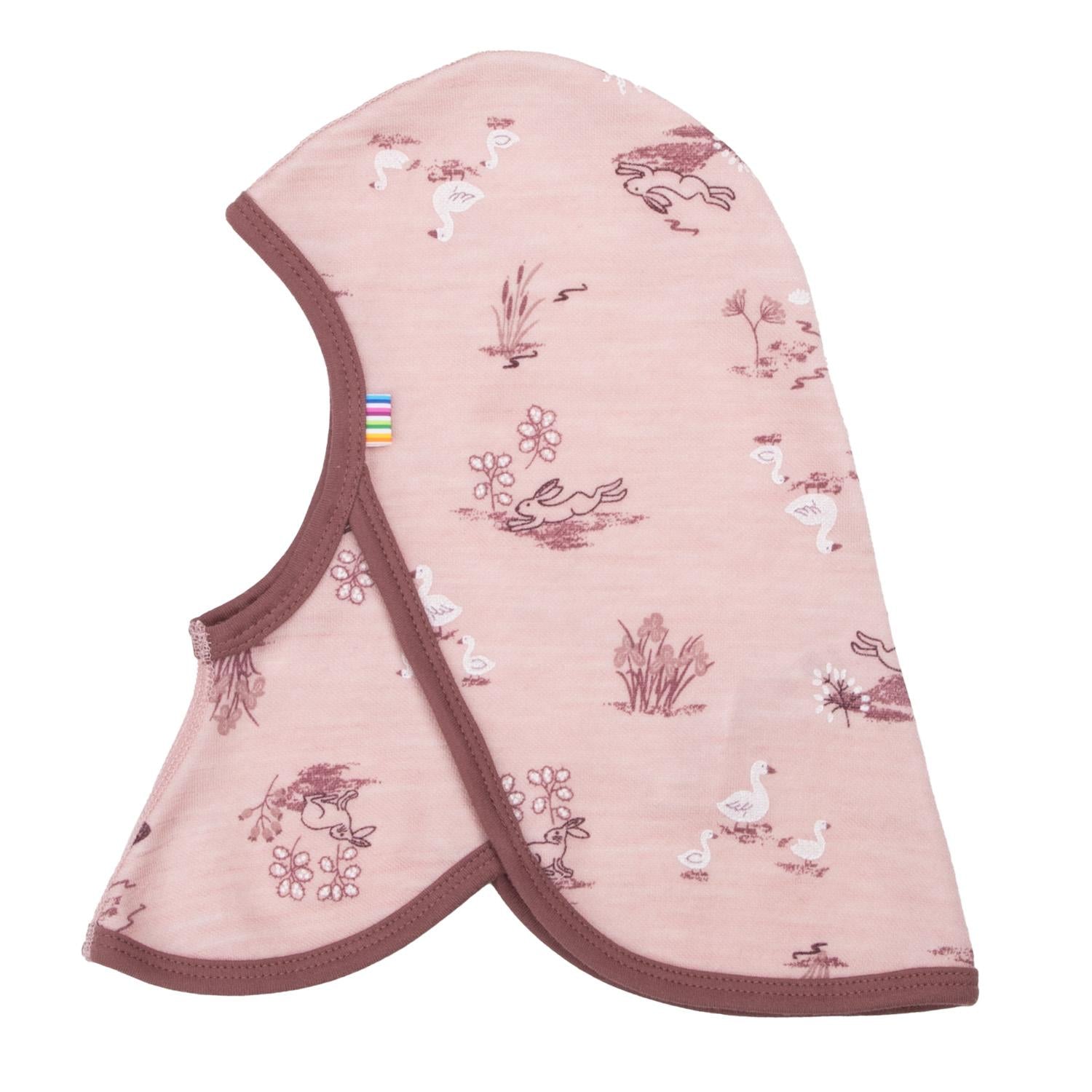 Joha - Balaclava i ull/bambus "Goose" AOP Rose