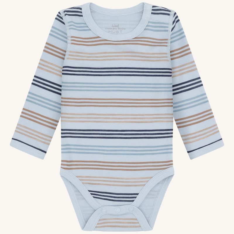 Hust and Claire - Ullbody m. bambus innerst Baloo 3 Stripes Baby Blue