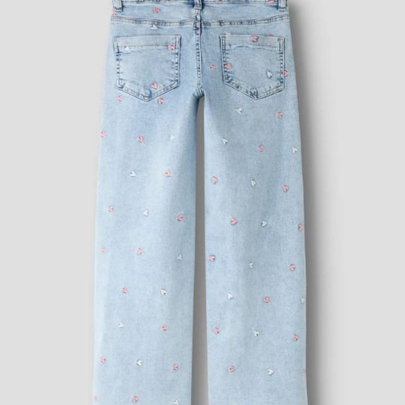 Name it - Bukse Jeans Rose Wide  Kids Heart Ligth Blue Bleached Denim