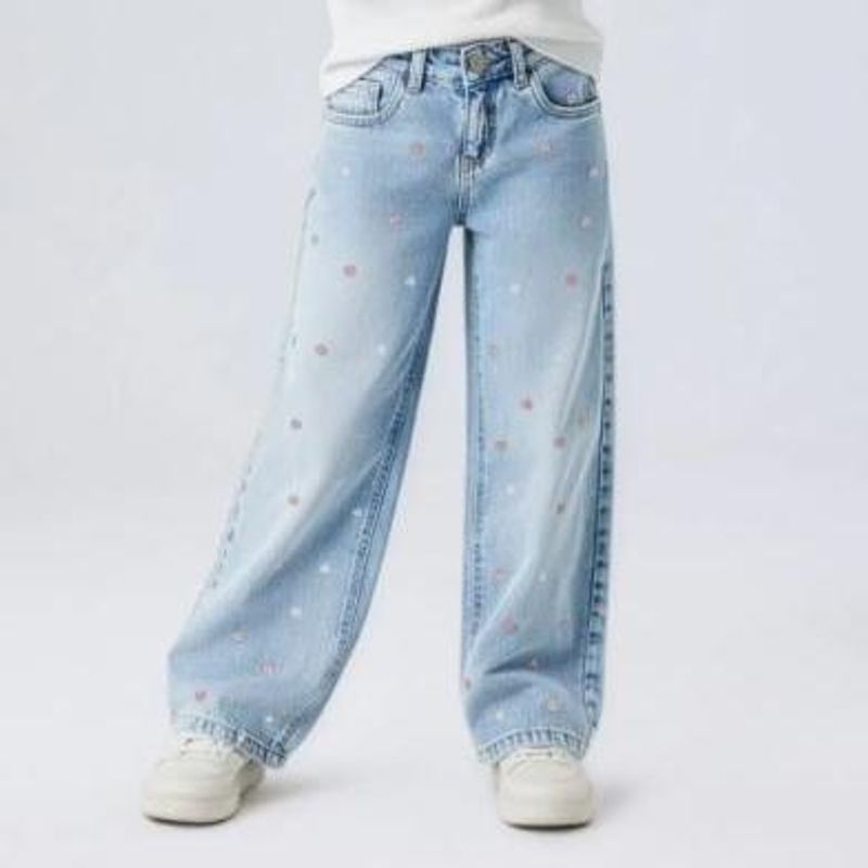 Name it - Bukse Jeans Rose Wide  Kids Heart Ligth Blue Bleached Denim