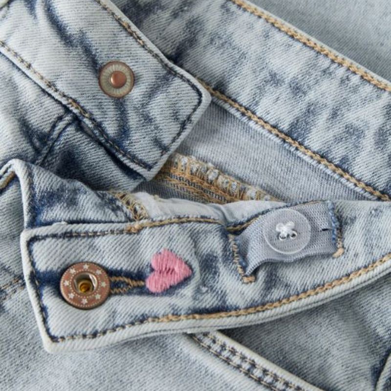 Name it - Bukse Jeans Wide Rose Heart Light Blue Bleached Denim